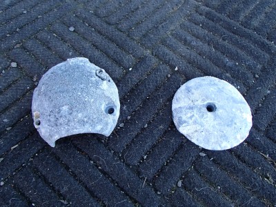 For comparison, these zinc anodes wear away a bit smoother than aluminum anodes